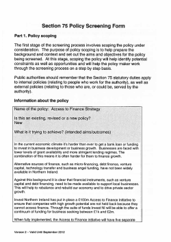 Section 75 Screening - Access To Finance Strategy 12-06