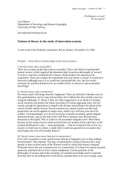 Notions of theory in the study of innovation systems