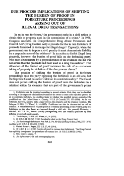Due Process Implications of Shifting the Burden of Proof in Forfeiture