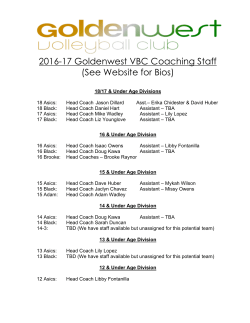 2016-17 Goldenwest VBC Coaching Staff (See Website for Bios)