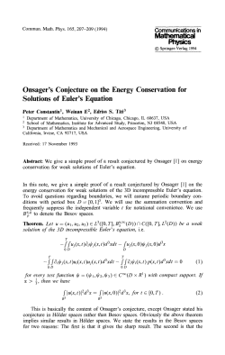 Mathematical Physics Onsager`s Conjecture on the
