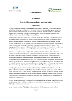 Press Release #T&aacute;imidbeo New Irish language