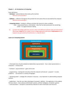 Chapter 1 -- An Introduction to Computing Some definitions