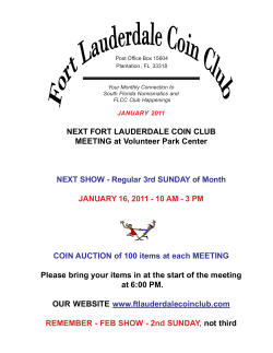NEXT FORT LAUDERDALE COIN CLUB MEETING at Volunteer