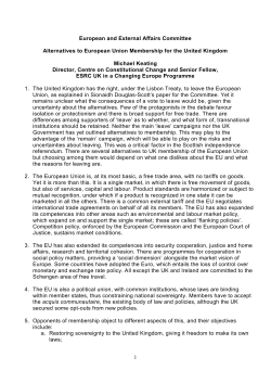 Briefing by Michael Keating on Alternatives to EU membership for