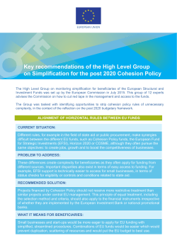 Key recommendations of the High Level Group on