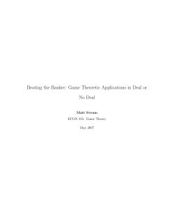 Beating the Banker: Game Theoretic Applications in