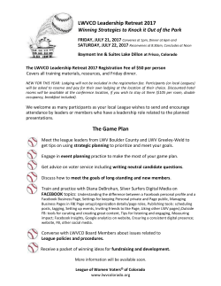 LWVCO Leadership Retreat 2017 The Game Plan