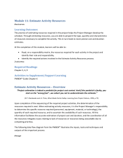 Estimate Activity Resources &ndash; Inputs