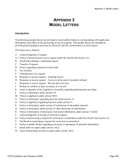 FOIP Guidelines and Practices: Appendix 3 - Model
