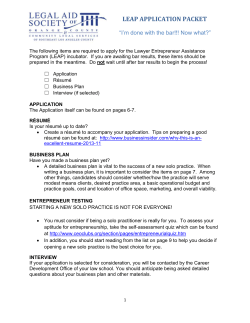 Business Plan - Lawyer Entrepreneur Assistance Program