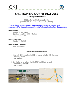 FALL TRAINING CONFERENCE 2016 Driving Directions