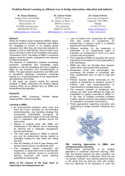 Problem Based Learning an efficient way to bridge innovation