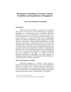Distributed Leadership in Secondary Schools