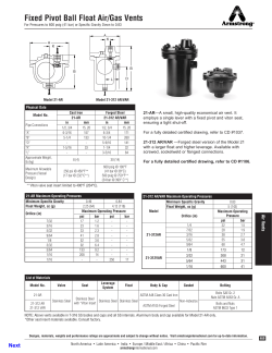 Fixed Pivot Ball Float Air/Gas Vents