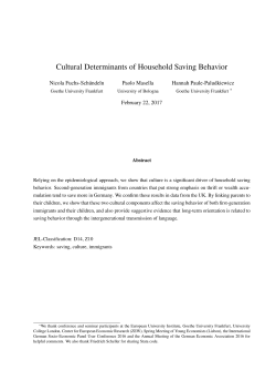 Cultural Determinants of Household Saving Behavior