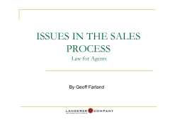 ISSUES IN THE SALES ISSUES IN THE SALES PROCESS
