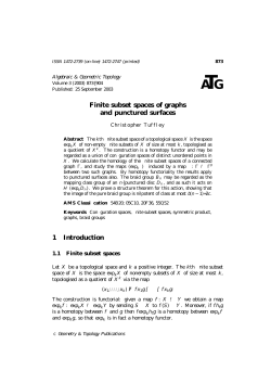 Finite subset spaces of graphs and punctured surfaces 1 Introduction
