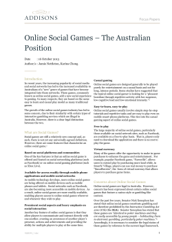 Online Social Games &ndash; The Australian Position