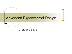 Advanced Experimental Design