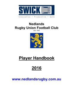 Player Handbook 2016 - Nedlands Rugby Union Football Club