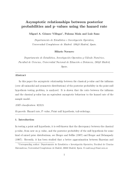 Asymptotic relationships between posterior probabilities and p