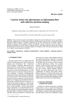 Cued in: honey bee pheromones as information flow and collective