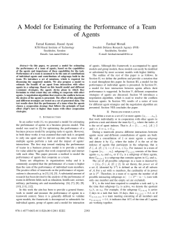 A Model for Estimating the Performance of a Team of Agents