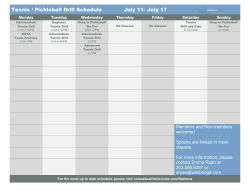 Tennis / Pickleball Drill Schedule July 11