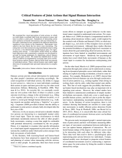 Critical Features of Joint Actions that Signal
