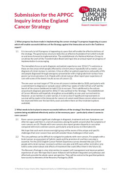 Submission for the APPGC Inquiry into the England Cancer Strategy