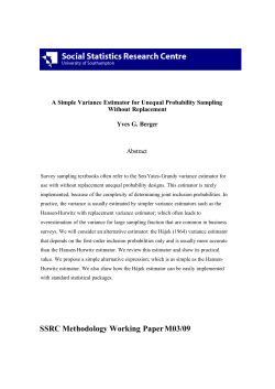 SSRC Methodology Working Paper M03/09