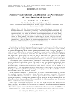 Bondarko V.A., Fradkov A.L. Necessary and Sufficient Conditions for