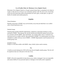 Use of Facility Policy for Missionary Grove Baptist Church
