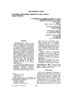 Knowledge Representation Methods for Dairy Decision Support