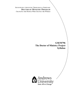 Syllabus for the Doctor of Ministry project