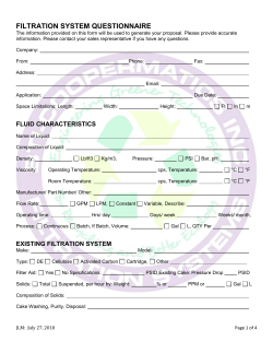 filtration system questionnaire