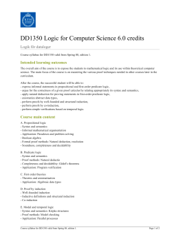 KTH | DD1350 Logic for Computer Science 6.0 credits