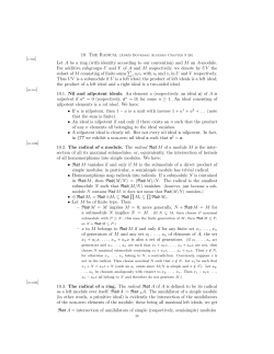 10. The Radical Let A be a ring (with identity according to our
