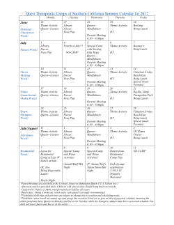 2017 Summer Calendar