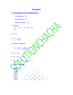 Probability 1. Permutations and Combinations