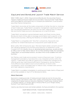EquiLend and BondLend Launch Trade Match Service
