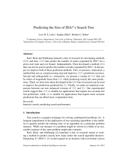 Predicting the Size of IDA*`s Search Tree - cs.uregina.ca