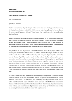 News release - London Chess Classic