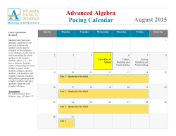 Advanced Algebra Math Pacing Calendar 2015-2016