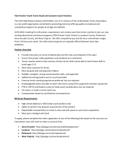 TGA Premier Youth Tennis Head and Assistant Coach