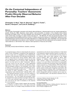 On the Contextual Independence of Personality