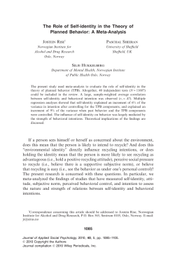 The Role of Self‐identity in the Theory of Planned Behavior: A Meta