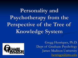 Personality and Psychotherapy from the