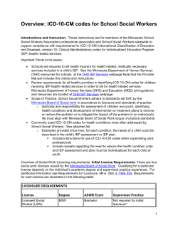 Overview: ICD-10-CM codes for School Social Workers